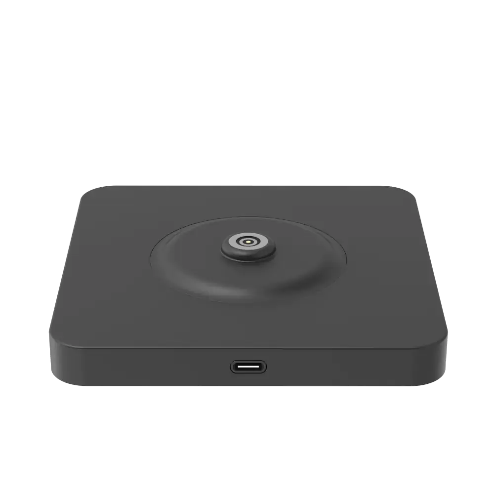 Charging base rear view showing USB-C port